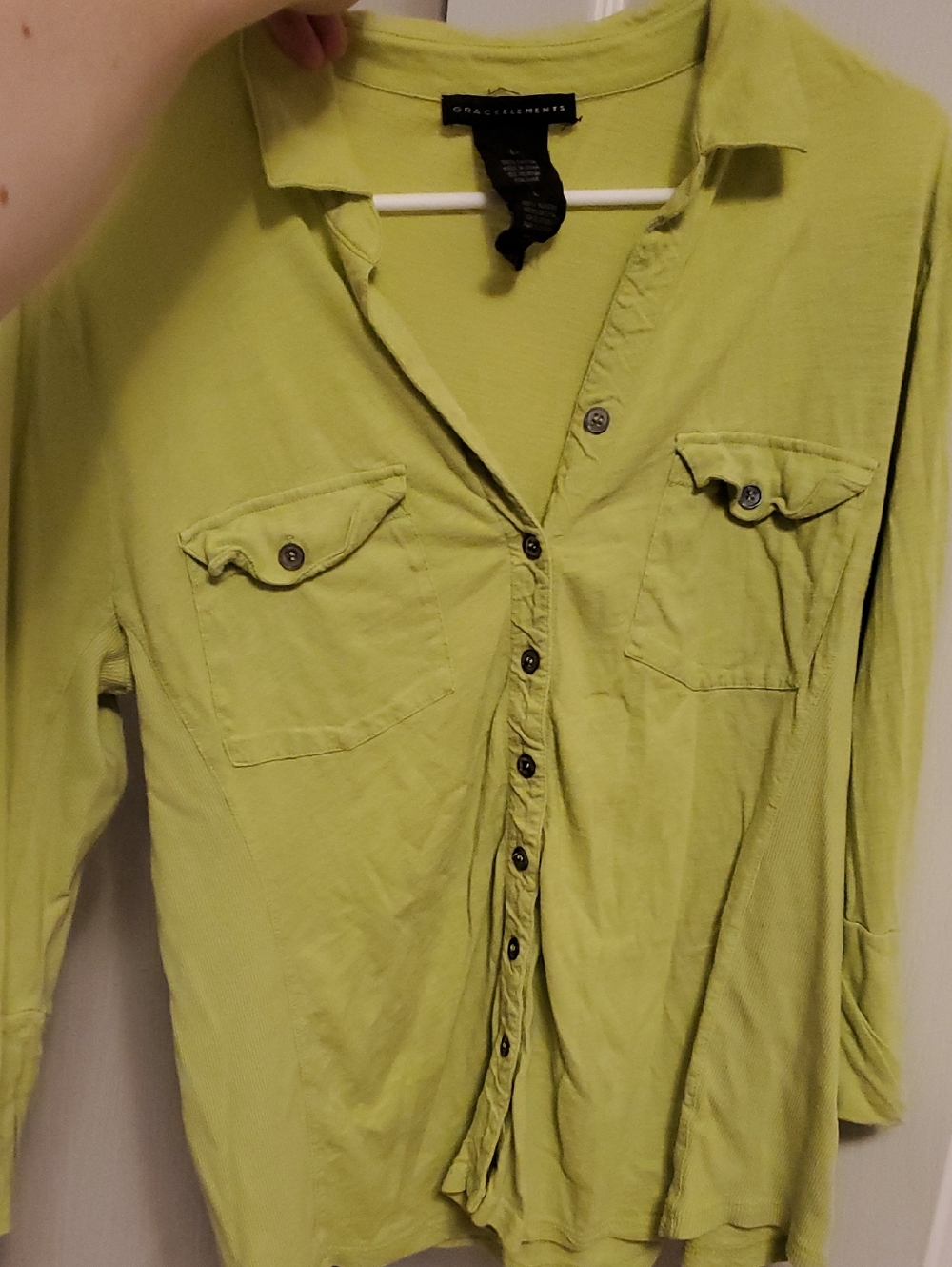 Grace Elements Lime Green Button-Down Shirt